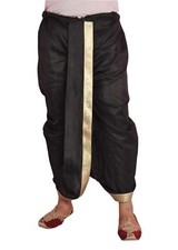 INDIAN ETHINIC WEAR mens silk Dhoti readymade stitched Pant Trouser black gold