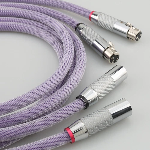 Pair 8N OCC Copper Balanced XLR Cable Carbon Fiber Plug HIFI Interconnect Cable - Picture 9 of 13