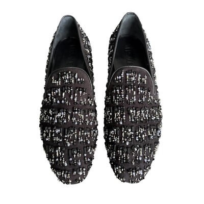 Versace‎ 1003792 Men\'s Black leather loafer embellished beading, 42 s-l400.jpg main image 2