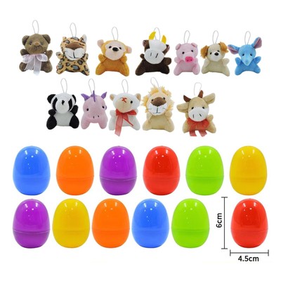 12x Easter Eggs Filled Mini Animal Toy Head for Easter Basket Stuffers