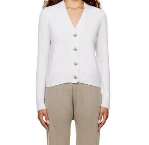 Vince Cashmere Button Cardigan Light Heather Off White XXL;NWT$375 - Picture 9 of 12