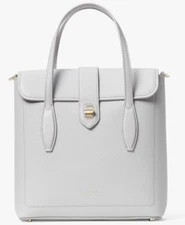 Kate Spade Essential NS Light Gray Leather Tote Bag PXR00270 Satchel NWT $258