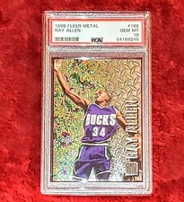 RAY ALLEN ROOKIE RC 1996 FLEER METAL RC #186 SHARP FOIL PSA 10 🔥GEM MINT BUCKS 