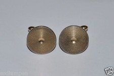 WOW Nice Vintage Circular SWANK Golden Textured Spiral Men's Cuff Links Rare
