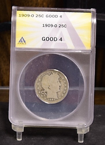 1909-O Barber Quarter - ANACS Good 4 (#53783-L)