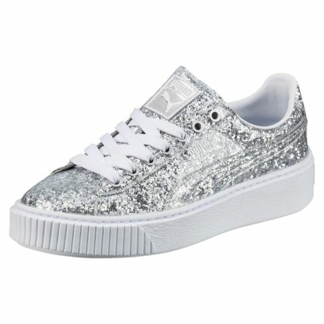 Size 8.5 - PUMA Basket Platform Glitter 