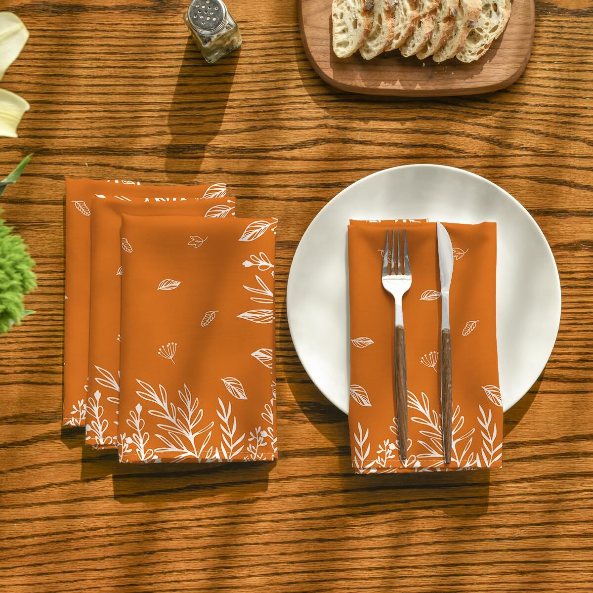 Fall Cloth Napkins 18 x 18 Inch Thanksgiving Autumn Harvest Orange Wild ...