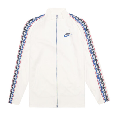 Nike Men's White Taped Side Panel Longline Full Zip Track Jacket