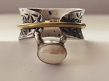 Vintage Sterling 925 Pearls Ring 6 Grams Size 7.5