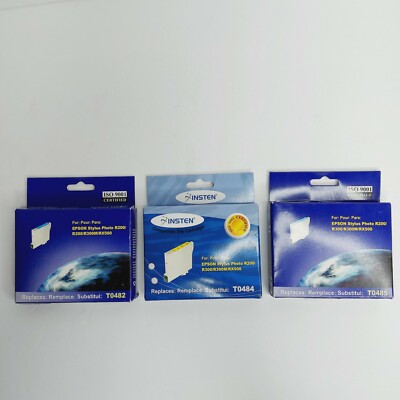 For Epson Set of 3 Pack Insten Ink T0482 T0484 T0485 Expire 2006
