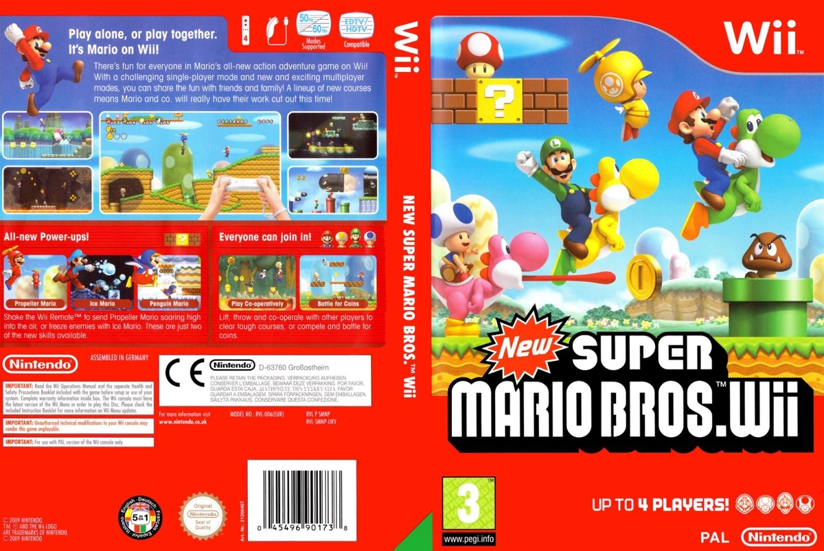 New Super Mario Bros (Wii) Replacement Box Case Cover Art Work Only