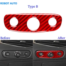 For Chevrolet Malibu 2016-24 Red Carbon Fiber Headlight Switch Panel Cover Trim
