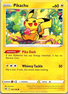 Pikachu Common SWSH11: Lost Origin 052/196 NM | eBay
