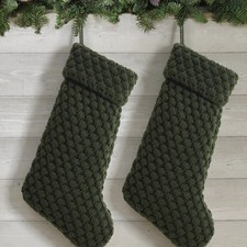 2 Pc My Texas House Ralph Green Textured Knit Christmas Stockings, 20" x 10"