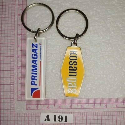 Vintage PRIMAGAZ & KOSANGAS Plastic Metal Keychain LPG GAS Company 2/1 A191