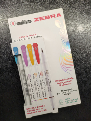 Zebra Mildliner doppelseitiger weicher milder Marker 5er Pack - tief & warm