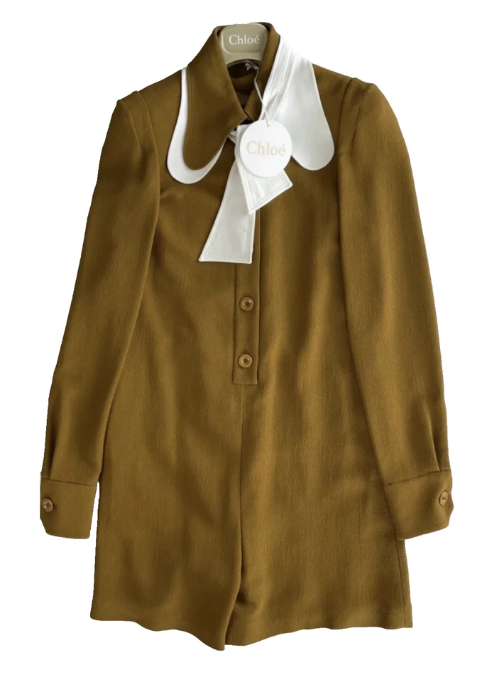 Chloé Pussybow-ties Pussy-Bow Schleifenkragen Dress Schleifenkragen Midi Kleid M