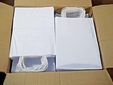 Box 100 Parker Eight White Paper Gift Swag Tote Bags w Handles 10 x 8 x 4.75