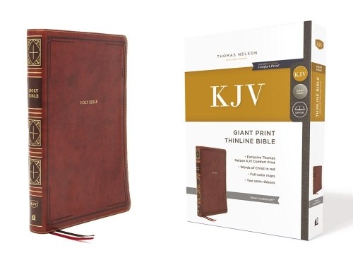 KJV Holy Bible: Giant Print Thinline Bible, Brown Leathersoft... - 9780785231646