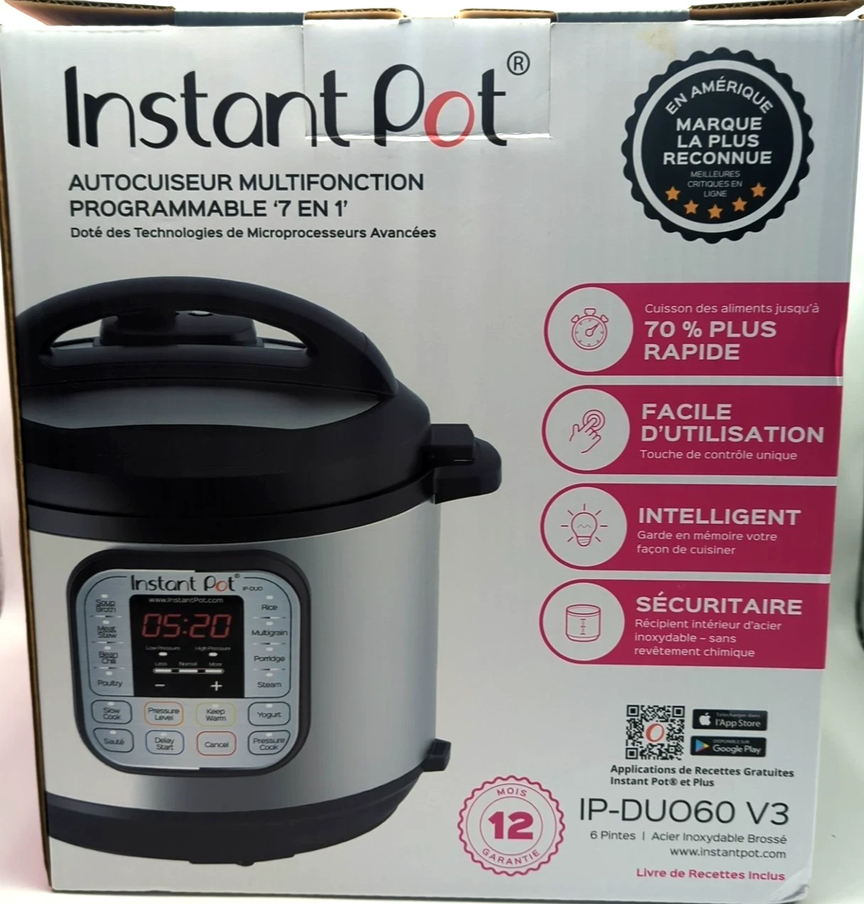 New Instant Pot Duo Quart Pressure Cooker 7-in-1 IP-DUO60 V3 60 V3 6 NEW Opened