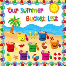 57 Pcs Summer Bulletin Board Decorations Set Our Summer Bucket List Classroom...