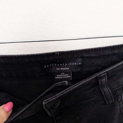 Sanctuary Womens Maxi Skirt Size 28 Black Denim Front Slit Raw Hem Y2K 90s Fall - Picture 5 of 8