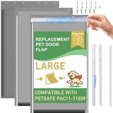 3-Flap Dog Door Replacement Insulated 10 1/8" X 16 7/8", Smoky Translucent