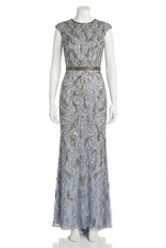 Mac Duggal Embellished Illusion Cap Sleeve Column Gown Size 6