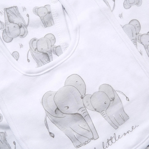 Baby Unisex Layette Clothing Gift Set ~ Elephants ~ Grey White 6 Piece Set ~0-3M