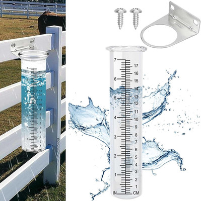 7'' Capacity Rain Gauge Outdoor with Stainless Steel Mounting Rack Holder, Wall M