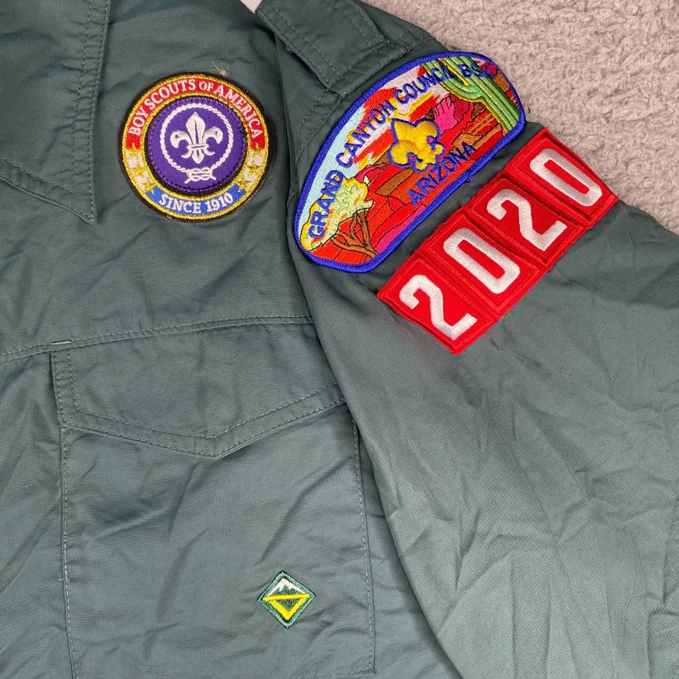 BSA Venturing Uniform Shirt Mens Medium Green Nylon Vented Boy Scouts - Image 4 of 4