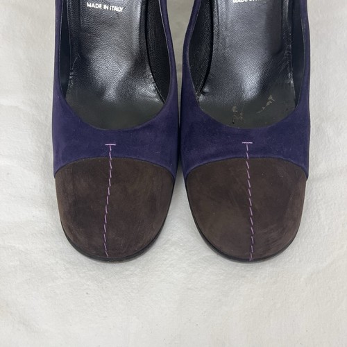 Prada Wildleder Colorblock Blockabsatz Damen Größe 37,5 US 7,5 Lila Braun - Bild 4 von 7