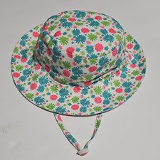 Floral Print Girls Sun Hat 100 Polyester 54cm UPF 50 White Pink Blue Green