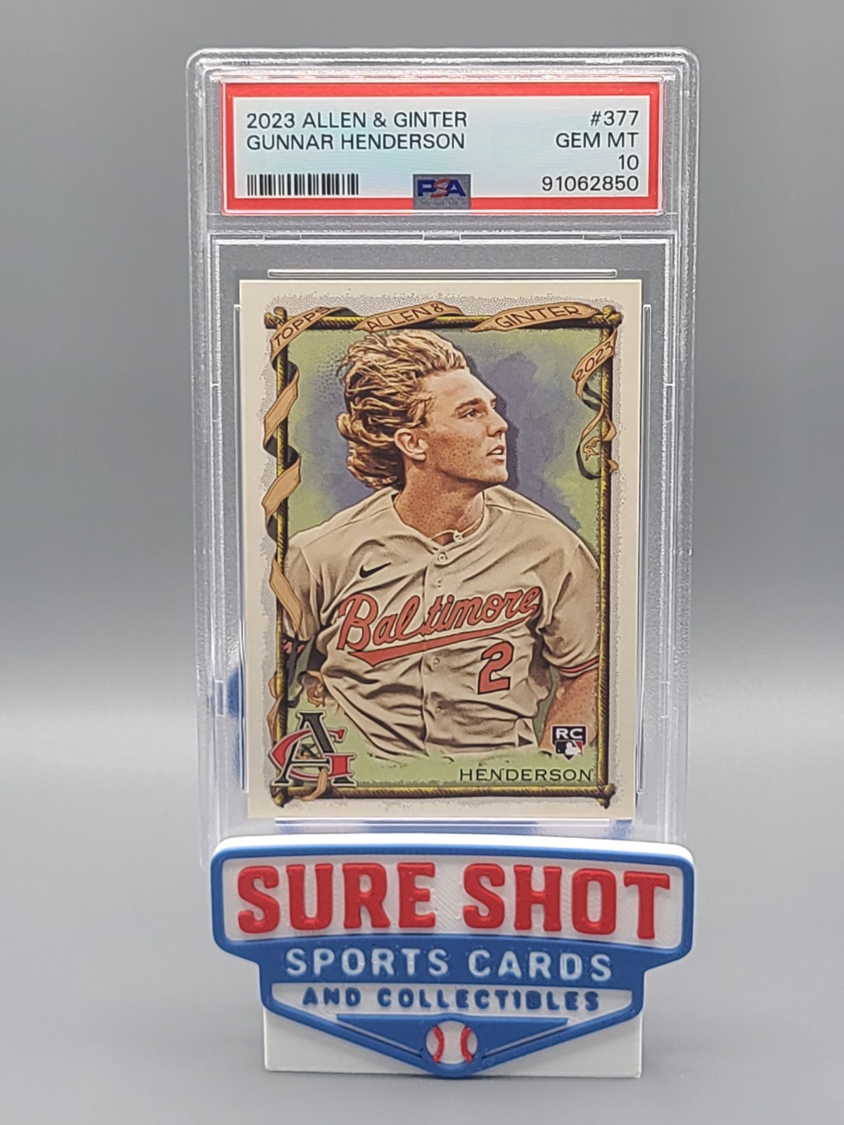 2023 ALLEN & GINTER #377 GUNNAR HENDERSON ROOKIE RC PSA 10 GEM MINT ORIOLES