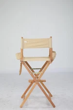 LEADZM  31in beige fabric cover, natural wood frame, beech wood director chair,
