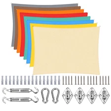 Waterproof Rectangle Sun Shade Sail Canopy Awning Shades With 6" Hardware Kit
