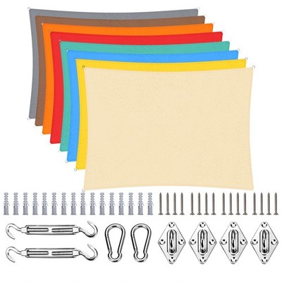 Waterproof Rectangle Sun Shade Sail Canopy Awning Shades With 6'' Hardware Kit