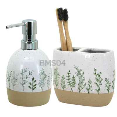 Vintage Retro Botanische Wildblumen Zahnbürstenhalter & Seifenspender Set