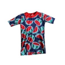 Hanna Andersson Navy Blue  Red Short Sleeve Pajama Top Watermelon Print Youth 8