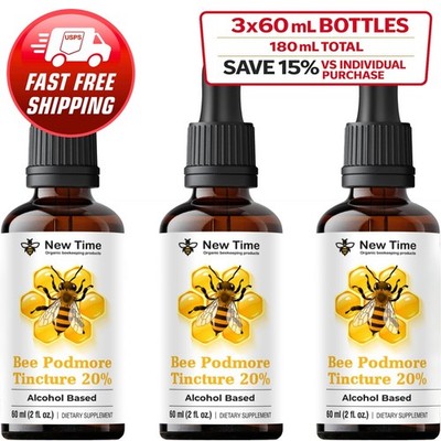 Pure Bee Podmore Tincture 20%   3 Bottles 60mL Each Alcohol Extract Liquid Drop
