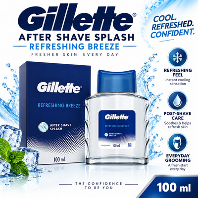 Gillette After Shave Splash Refreshing Breeze 100ml White Men Grooming Lotion