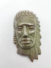 small Frankoma Pottery Native American Chief Head mask in prairie green glaze