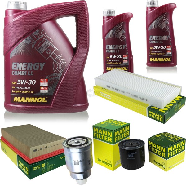MANN-FILTER Inspektionspaket Mannol 7L Energy Combi Ll 5W-30 FüR Nissan-image