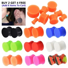 PAIR-SOLID LARGE LIP Silicone Ear Gauges-Soft Ear Skins Ear Plugs-Ear Tunnels