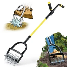 Jardineer Rotary Cultivator for Gardening, Long 46 inches, black and yellow 