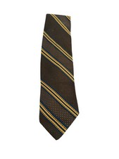 Vintage Bert Pulitzer Tie Regimental Stripe Necktie USA Made Brown Gold