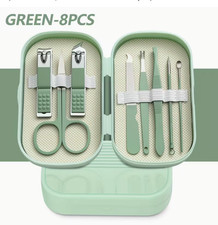 8pcs Stainless Steel Manicure & Pedicure Travel Set Nail & Foot Care Case Pocket