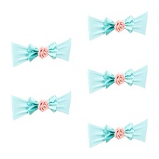 5 Pack Stretchable Satins Bowknot Sash With Flower For Chair Backs Perfect For