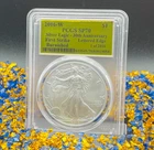 Burnished 2016 $1 Lettered Edge Silver Eagle PCGS SP70 Gold Foil Spotless & Mint