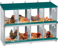 Chicken Nesting Box, 8 Compartment Metal Nesting Box, Wall Mountable Nesting Box